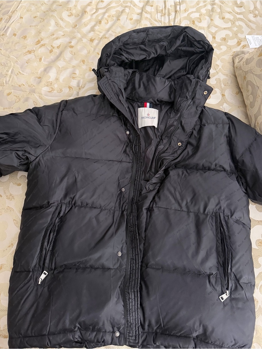 Moncler Black Quilted Down Jacket with Logo Patch